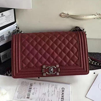 Chanel Quilted Caviar Medium Boy Bag Burgundy 180301 25cm