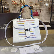 Delvaux MM Brillant Satchel Crocodile Embossed  Leather White 1465 28cm  - 1