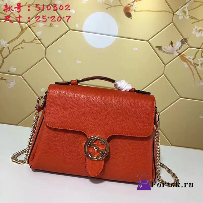 Gucci GG Flap Shoulder Bag On Chain Orange 5103032 25cm - 1