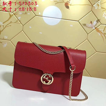 Gucci GG Flap Shoulder Bag On Chain Red 510303 28cm