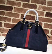 GUCCI RE(BELLE) SUEDE MEDIUM TOP HANDLE BAG ‎516459 NAVY BLUE 39cm - 1