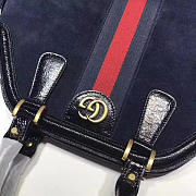 GUCCI RE(BELLE) SUEDE MEDIUM TOP HANDLE BAG ‎516459 NAVY BLUE 39cm - 6