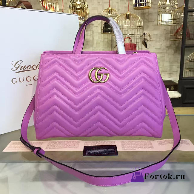 Gucci GG Marmont Matelassé Tote Pink Leather 2229 35cm - 1