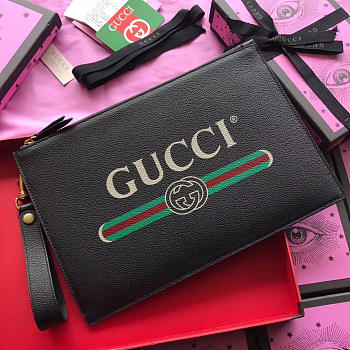 Gucci GG Leather Clutch Bag Z05 30cm 