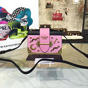 Prada Cahier Leather Shoulder Bag Meteor Pink 4276 - 2