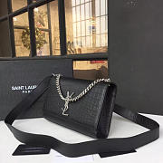 YSL MONOGRAM KATE CROCODILE EMBOSSED SHINY Black 4752 24cm  - 5