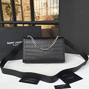 YSL MONOGRAM KATE CROCODILE EMBOSSED SHINY Black 4752 24cm  - 4