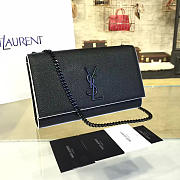YSL MONOGRAM KATE EMBOSSED CROCODILE SHINY Full Black 4754 24cm  - 1