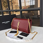 YSL MONOGRAM KATE IN EMBOSSED CROCODILE SHINY Red Wine 4765 24cm  - 5