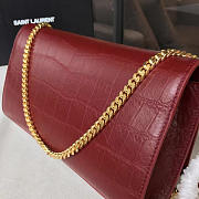 YSL MONOGRAM KATE IN EMBOSSED CROCODILE SHINY Red Wine 4765 24cm  - 2