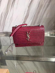 YSL SUNSET Chain Wallet Crocodile Embossed Shiny 4867 17cm  - 1