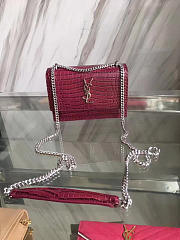 YSL SUNSET Chain Wallet Crocodile Embossed Shiny 4867 17cm  - 5