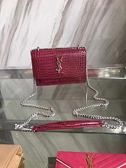 YSL SUNSET Chain Wallet Crocodile Embossed Shiny 4867 17cm  - 4