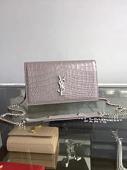 YSL MONOGRAM KATE IN SHINY CROCODILE EMBOSSED Gray 5036 22.5cm - 6