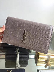 YSL MONOGRAM KATE IN SHINY CROCODILE EMBOSSED Gray 5036 22.5cm - 5