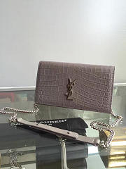 YSL MONOGRAM KATE IN SHINY CROCODILE EMBOSSED Gray 5036 22.5cm - 4