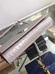 YSL MONOGRAM KATE IN SHINY CROCODILE EMBOSSED Gray 5036 22.5cm - 3