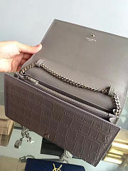 YSL MONOGRAM KATE IN SHINY CROCODILE EMBOSSED Gray 5036 22.5cm - 2