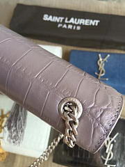 YSL MONOGRAM KATE Silver Tassel in Embossed Crocodile Shiny Gray 5038 24cm - 5