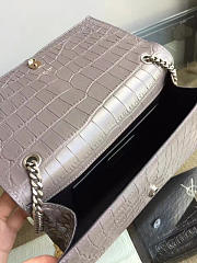 YSL MONOGRAM KATE Silver Tassel in Embossed Crocodile Shiny Gray 5038 24cm - 6