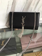 YSL Medium KATE Silver Tassel in Black Leather 5047 24cm - 6