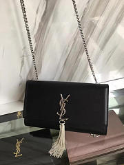 YSL Medium KATE Silver Tassel in Black Leather 5047 24cm - 5