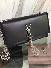 YSL Medium KATE Silver Tassel in Black Leather 5047 24cm - 4
