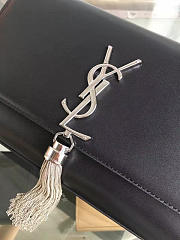 YSL Medium KATE Silver Tassel in Black Leather 5047 24cm - 2