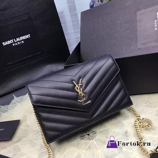 YSL MONOGRAM College Black Hardware Gold 5066 22cm - 1