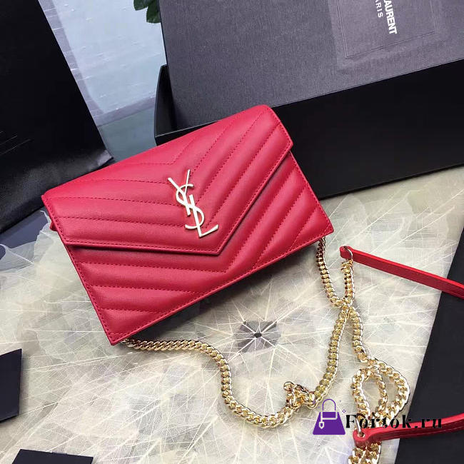 YSL MONOGRAM College Red Hardware Gold 5072 19cm - 1