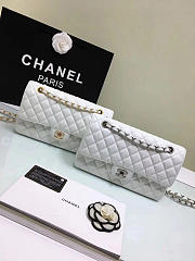 CHANEL Calfskin Leather Flap Bag Gold White 25cm - 4