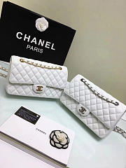 CHANEL Calfskin Leather Flap Bag Gold White 25cm - 5
