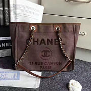 Chanel Canvas Shopping Bag Brown A66941 34cm - 3