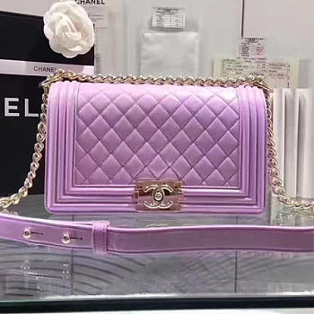 Chanel Quilted Lambskin Medium Boy Bag Violet VS02341 25cm