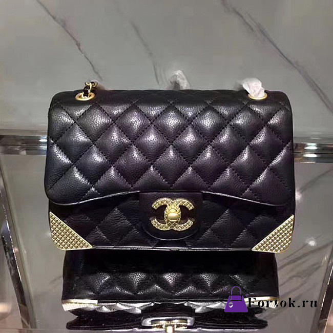 Chanel Calfskin Small Flap Bag Black A98256 20cm - 1