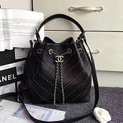 Chanel Calfskin Bucket Bag Black A93598 27cm - 3