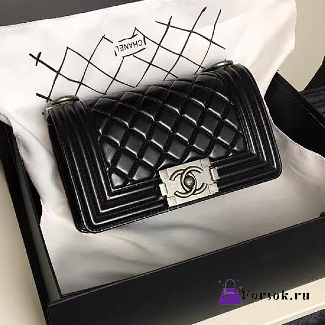 Chanel Small Caviar Quilted Lambskin Boy Bag Black A13043 20cm - 1