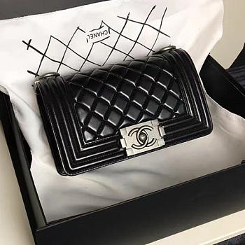 Chanel Small Caviar Quilted Lambskin Boy Bag Black A13043 20cm