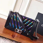 Chanel Multicolor Chevron Quilted Medium Boy Bag Black A67086 25cm - 6