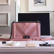 Chanel Medium Chevron Lambskin Quilted Boy Bag Pink A13044 25cm  - 1