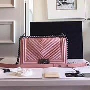 Chanel Medium Chevron Lambskin Quilted Boy Bag Pink A13044 25cm  - 5