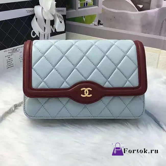 Chanel Lambskin Mini Chain WALLET Light Blue A81023 19.5cm - 1