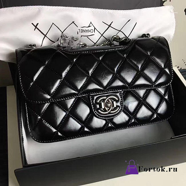 Chanel Oil Wax Leather Perfect Edge Flap Bag Silver Black A14041 25cm - 1