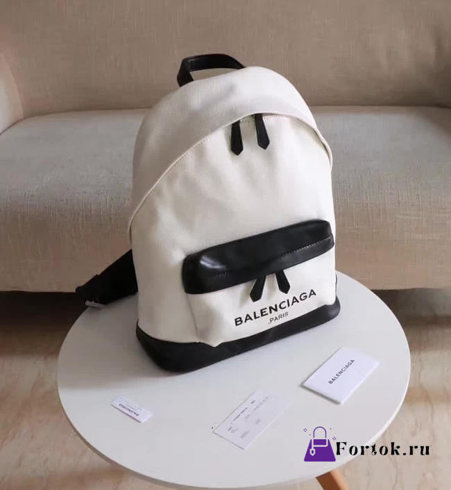 BALENCIAGA Canvas Backpack Black&White 5613 43cm - 1