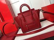 Celine NANO LUGGAGE SHOULDER BAG IN RED SMOOTH CALFSKIN 20cm  - 1