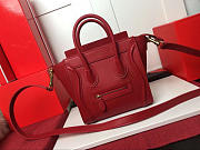 Celine NANO LUGGAGE SHOULDER BAG IN RED SMOOTH CALFSKIN 20cm  - 2