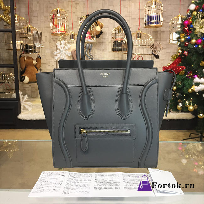 Celine Leather Gray Micro Luggage Z1072 26.5cm  - 1