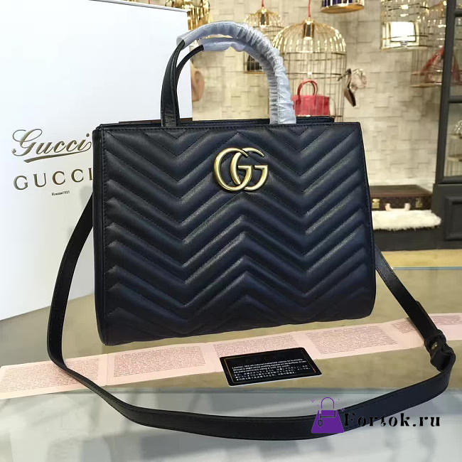 Gucci GG Marmont Matelassé Tote Black Leather 2230 26cm - 1