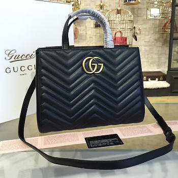 Gucci GG Marmont Matelassé Tote Black Leather 2230 26cm