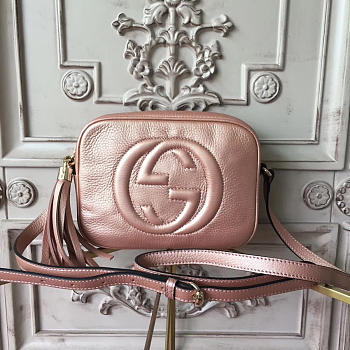 Gucci Soho Disco Leather Bag Rose Gold Z2606 21cm